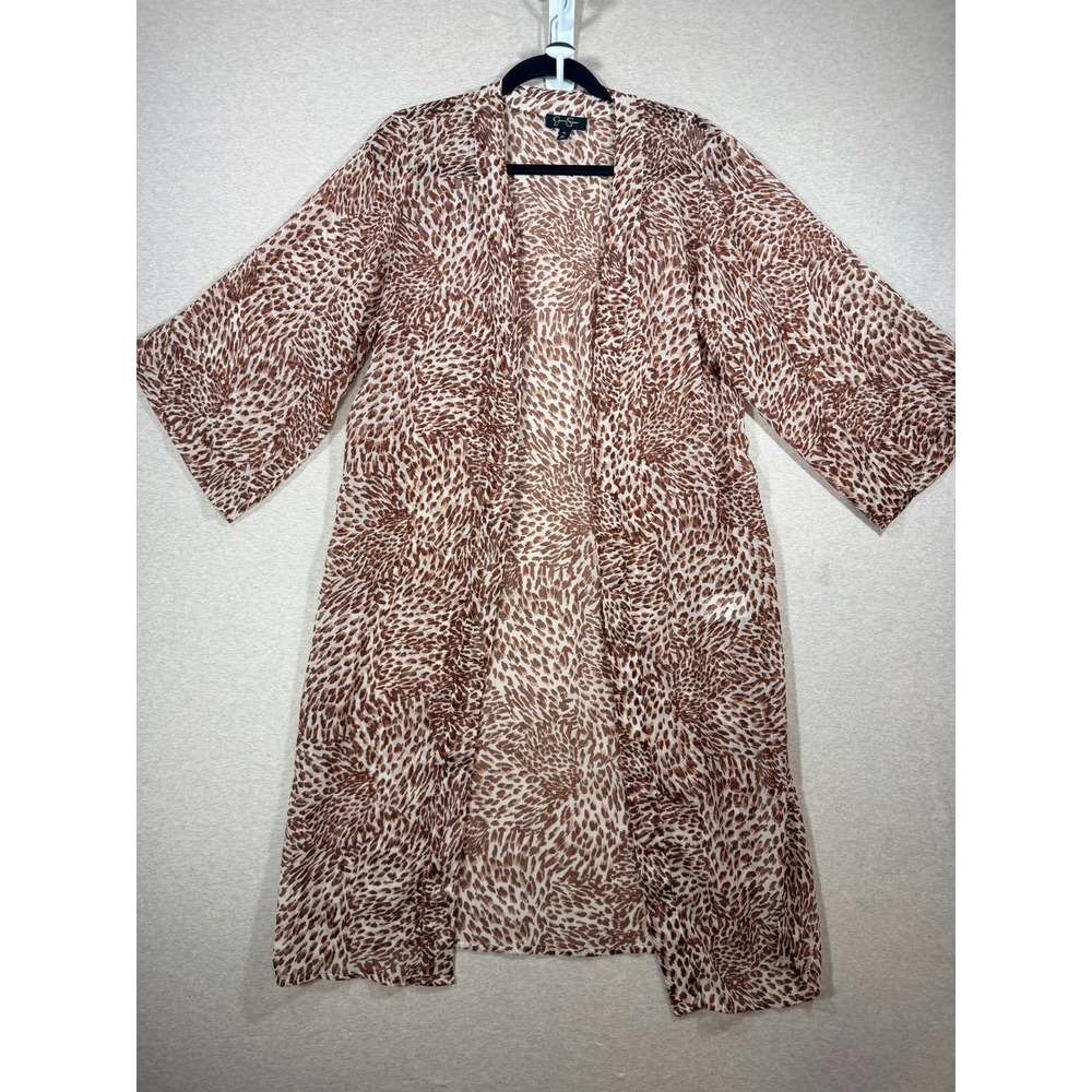 Jessica Simpson Duster Womens Medium Brown Animal Print Excellent Kimono